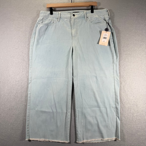 NYDJ Pants - NYDJ Womens Size 12 Wide Leg Crop‎ Capri Jeans Valhalla Frayed Hem Stretch New